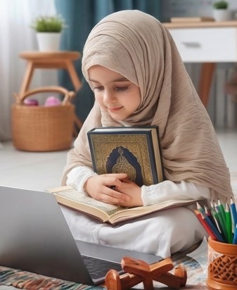 Girl with hijab and Quran