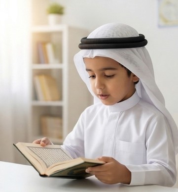Boy reading Quran